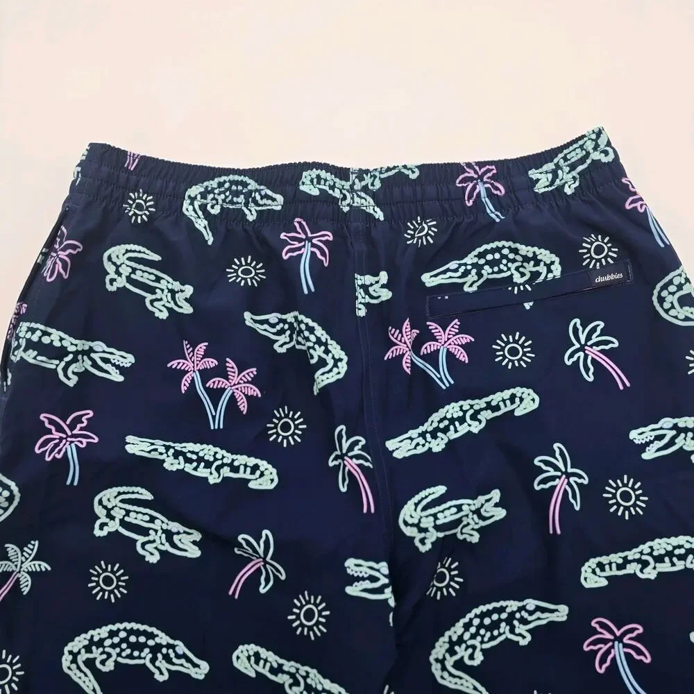 Chubbies Swim Trunks Mens L 7 Inch Neon Glades Alligator Shorts Boxer Liner
